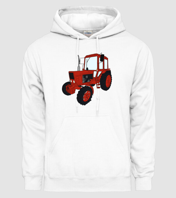 TRACTOR model alb pe tricou