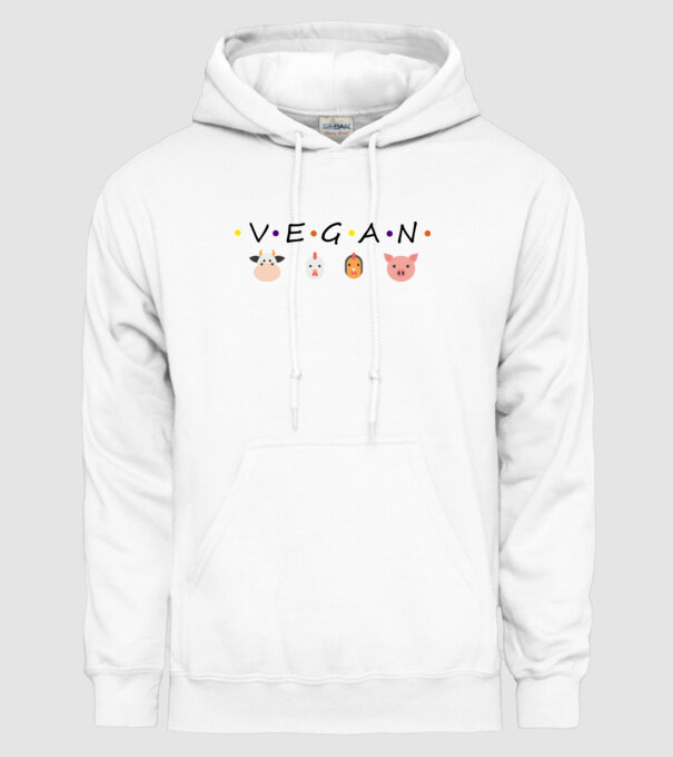 Vegan friends model alb pe tricou