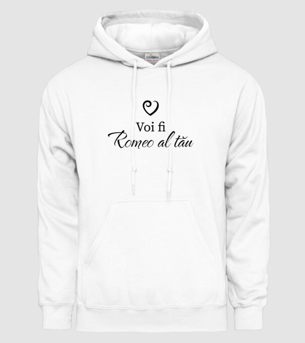 Voi fi Romeo al tău model alb pe tricou