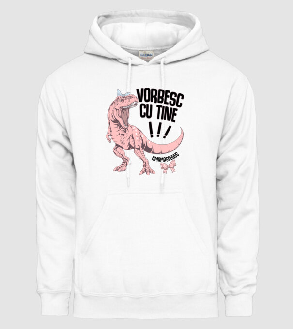 Vorbesc cu tine! #mamasaurus model alb pe tricou