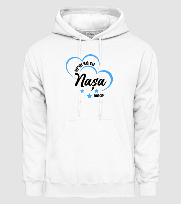 Vrei să fii nașa mea? model alb pe tricou