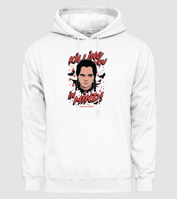 WEDNESDAY Killing You in my mind model alb pe tricou