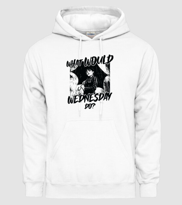 What would Wednesday do model alb pe tricou