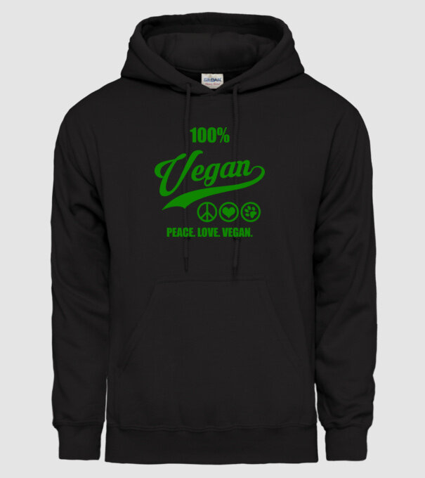 100% vegan model negru pe tricou
