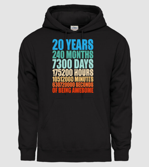 20 years of being awesome model negru pe tricou