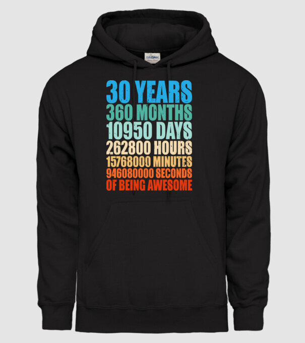 30 years of being awesome model negru pe tricou