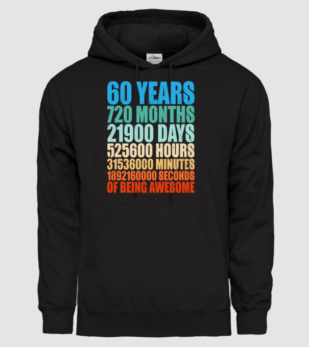 60 years of being awesome model negru pe tricou