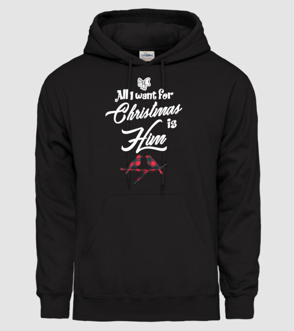 All i want for Christmas is Him model negru pe tricou