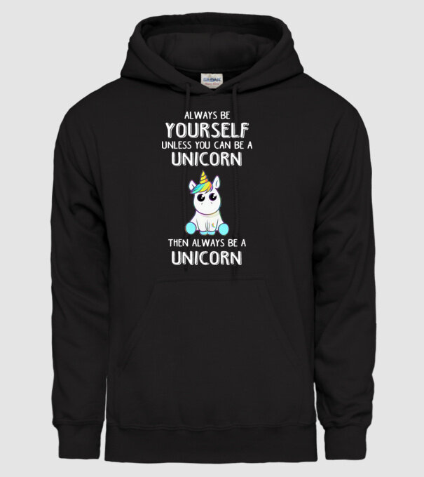 Always be yourself Unicorn model negru pe tricou