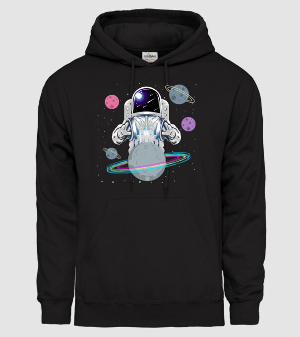 Astronaut planets model negru pe tricou