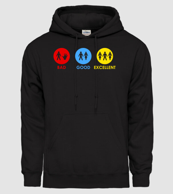Bad, Good, Excellent model negru pe tricou