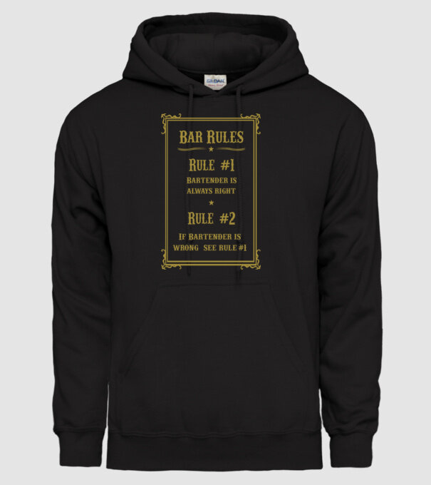Bar rules model negru pe tricou