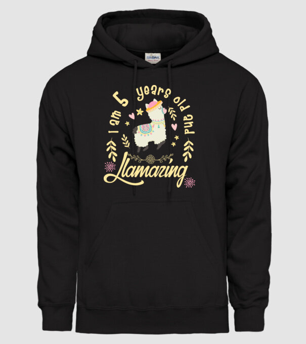 Birthday Llamazing 5 years old model negru pe tricou