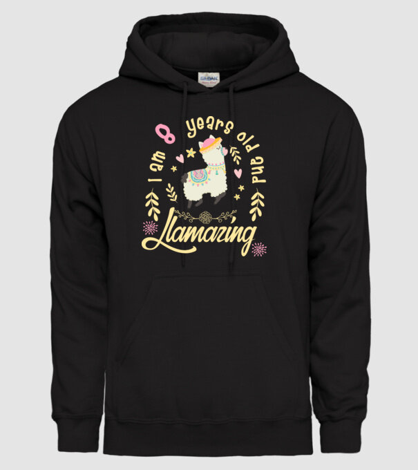 Birthday Llamazing 8 years old model negru pe tricou