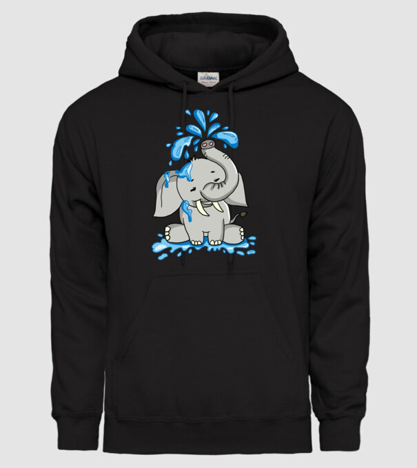 boldog elefánt model negru pe tricou