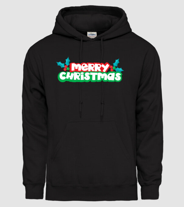 Text Crăciun Fericit model negru pe tricou