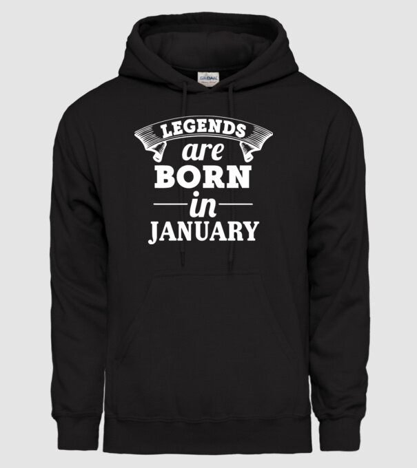 Legends are born in January model negru pe tricou
