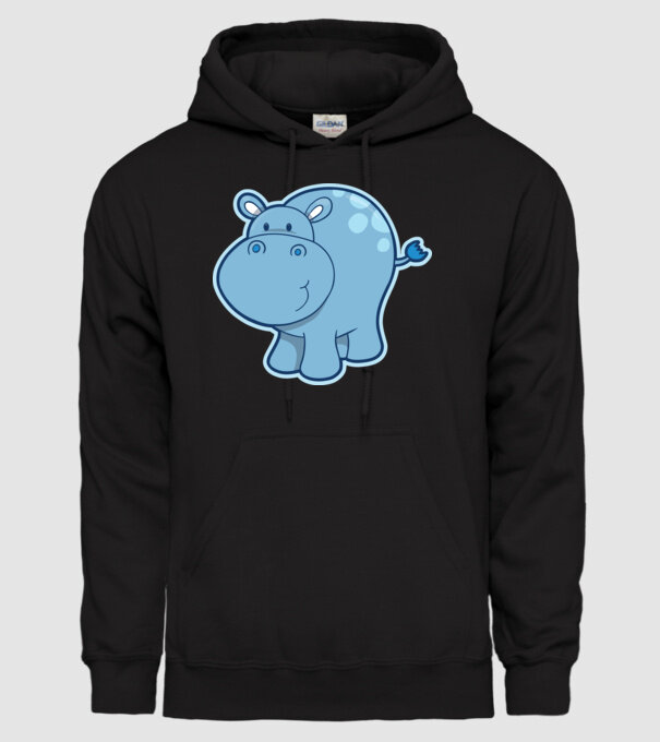 Cartoon hippo model negru pe tricou