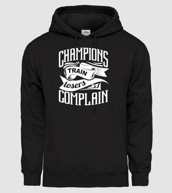 champions train model negru pe tricou