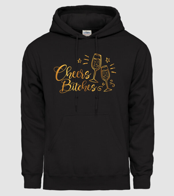 Cheers Bitches model negru pe tricou