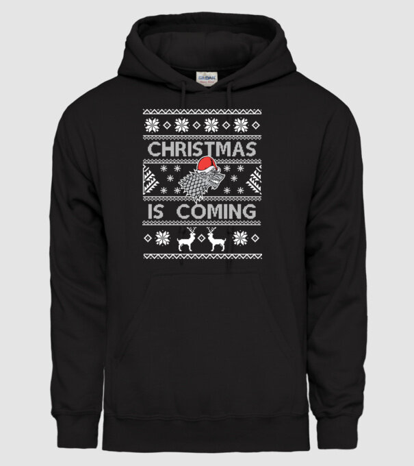Christmas is Coming ugly sweater Game of Thrones model negru pe tricou