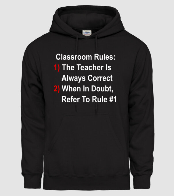 Classroom rules model negru pe tricou