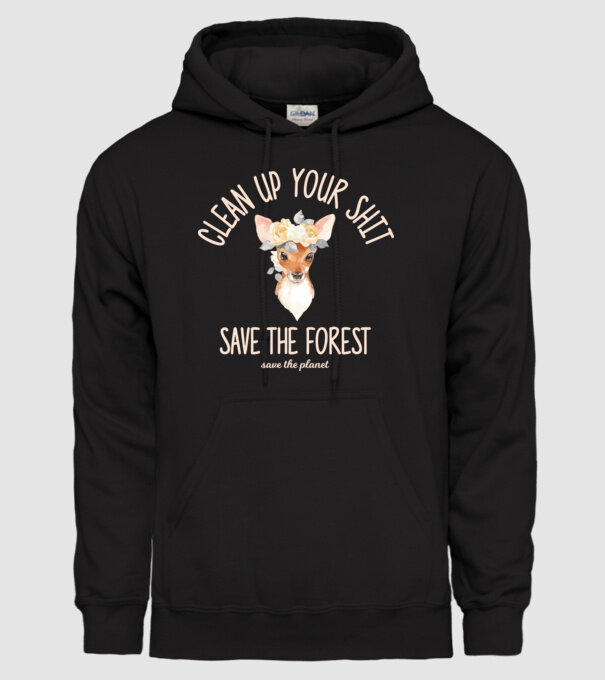 Clean up your shit model negru pe tricou