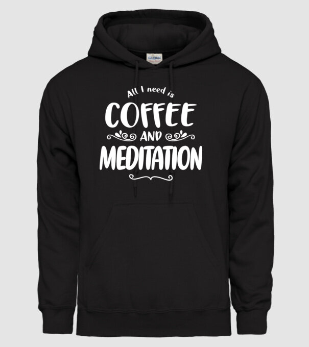 coffee meditation model negru pe tricou