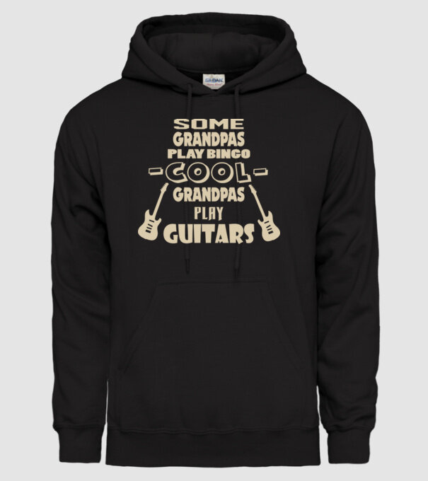 Cool grandpas play guitar model negru pe tricou