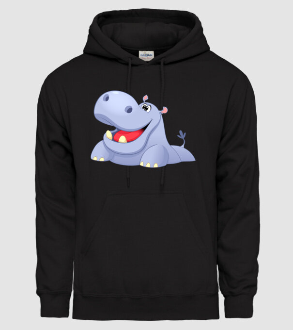 Cute Hippo model negru pe tricou
