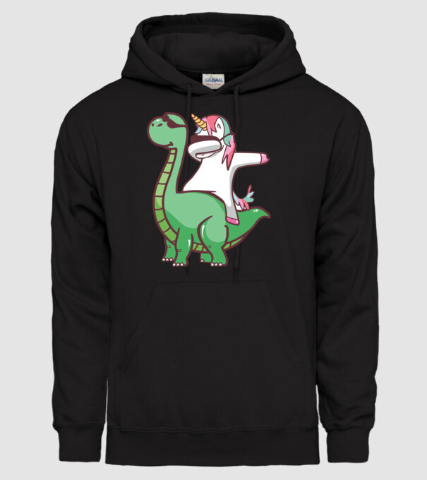 Dinozaur dabunicorn model negru pe tricou