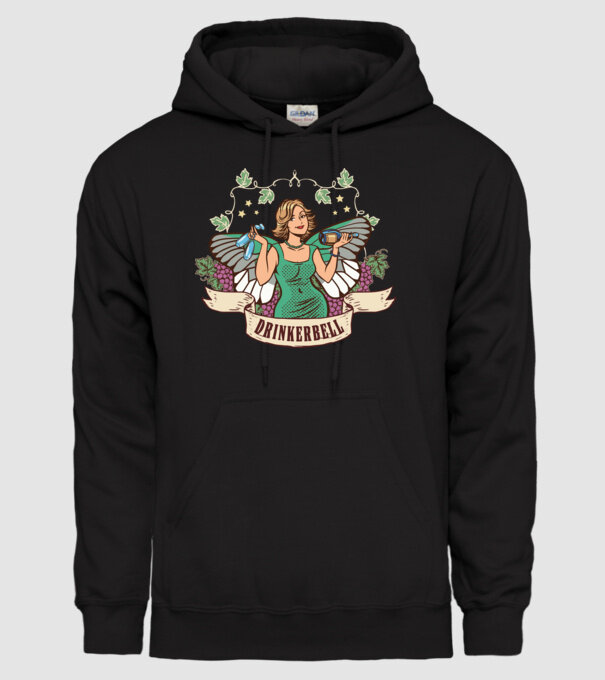 Drinkerbell model negru pe tricou