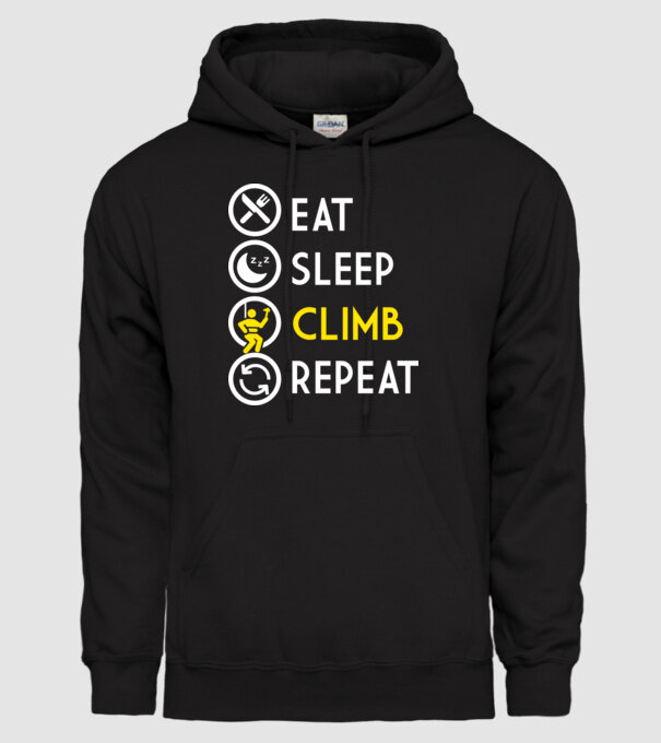 Eat sleep climb model negru pe tricou