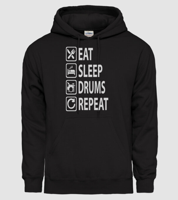 Eat Sleep Drum Repeat model negru pe tricou