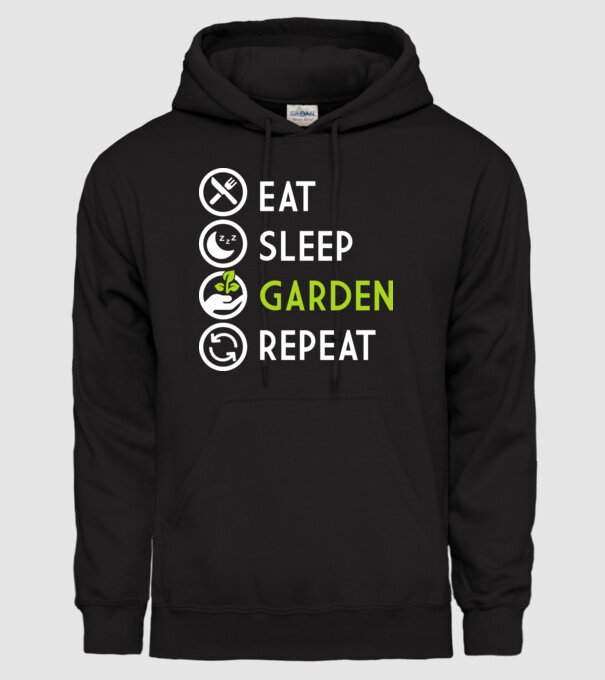 Eat sleep garden repeat model negru pe tricou