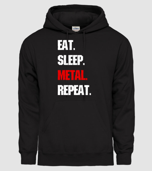 Eat sleep METAL repeat model negru pe tricou