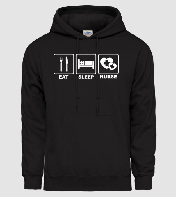 Eat Sleep Nurse model negru pe tricou
