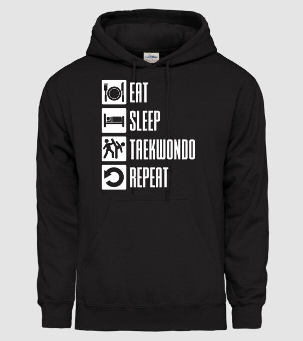 Eat sleep taekwondo model negru pe tricou