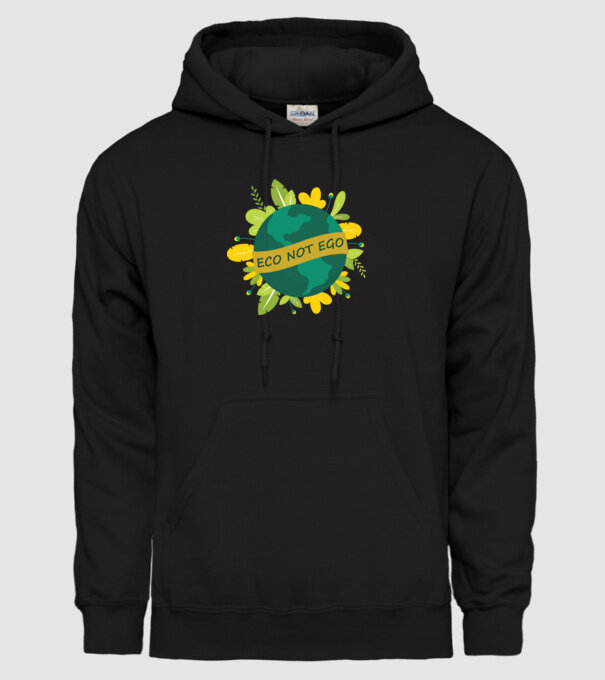 ECO NOT EGO model negru pe tricou
