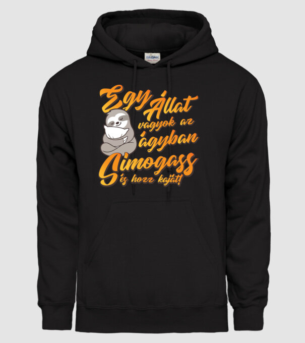 sunt un animal în pat, mângâie-mă și adu-mi mâncare! model negru pe tricou
