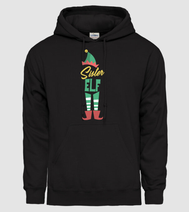 Elf family sister model negru pe tricou