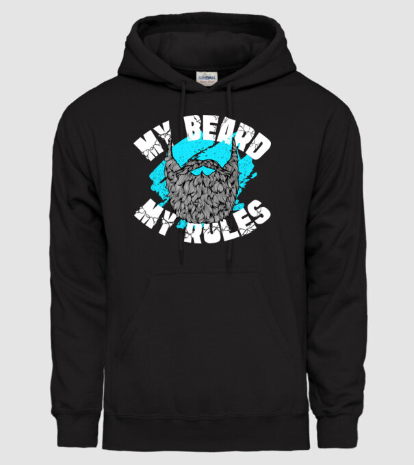 Barba mea, regulile mele (engleză) model negru pe tricou