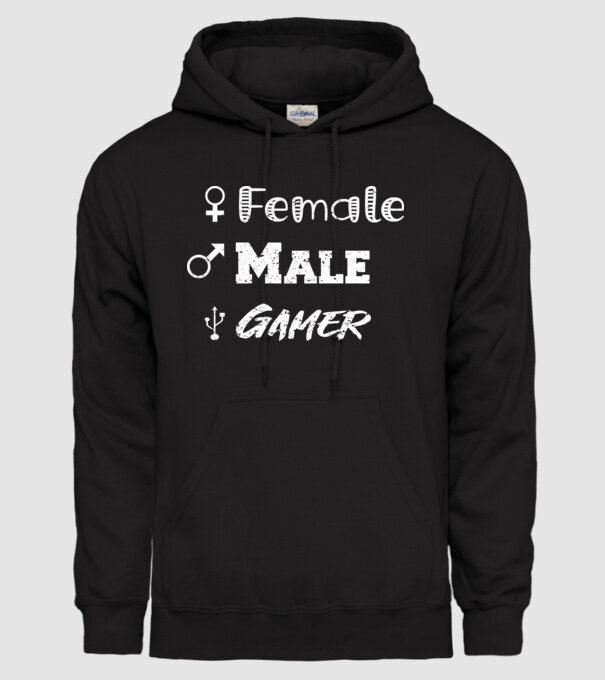 Female Male Gamer model negru pe tricou