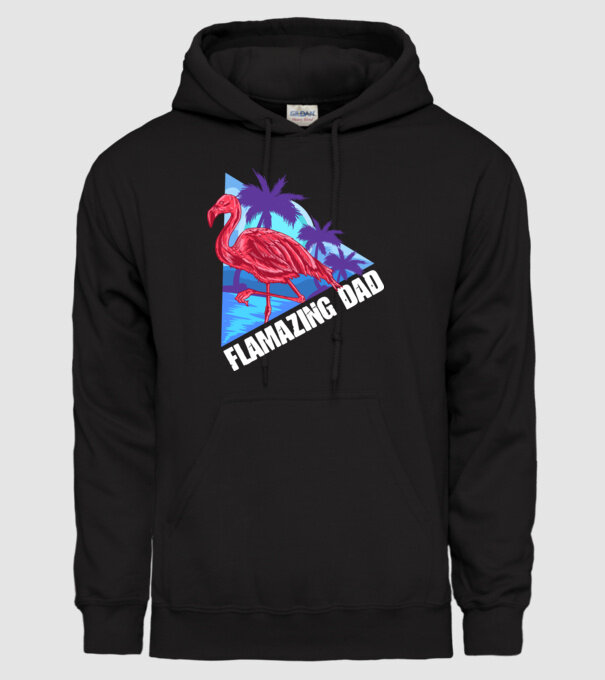 Flamingo dad model negru pe tricou