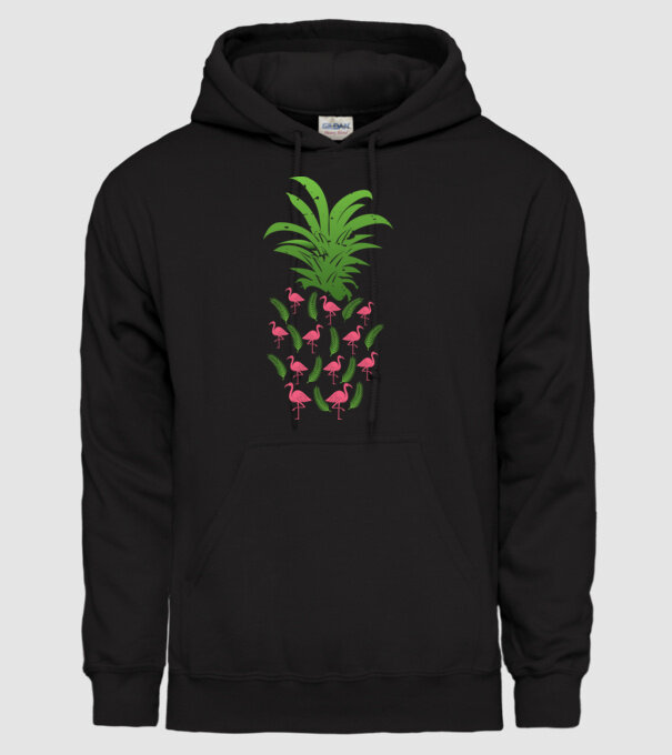 Flamingo ananas model negru pe tricou