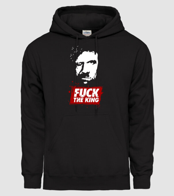 Fuck the king model negru pe tricou