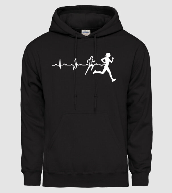femeie alergătoare ecg model negru pe tricou