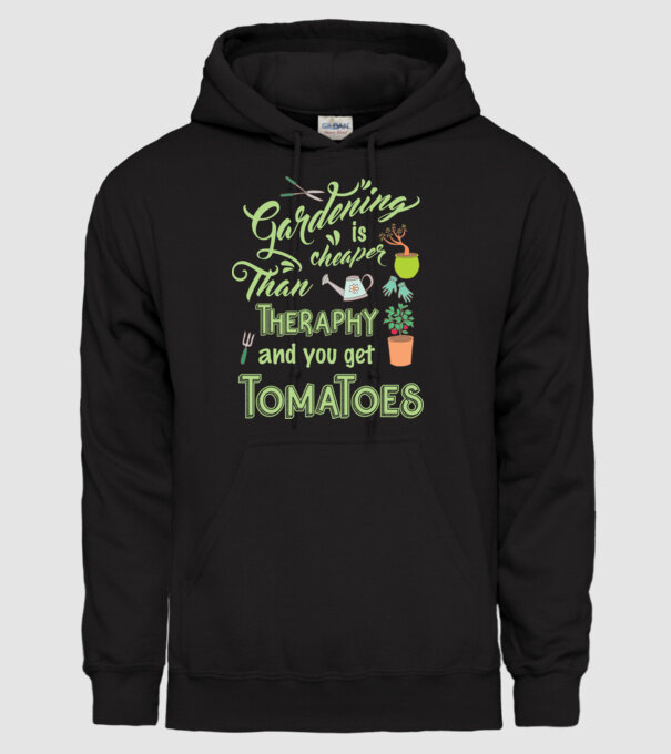 Gardening is cheaper than theraphy model negru pe tricou
