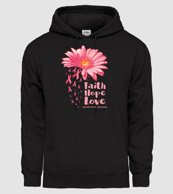 Gerbera faith hope love model negru pe tricou