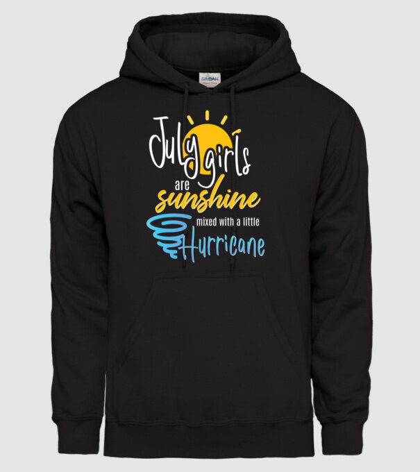 July Girls are Sunshine mixed with a little Hurricane model negru pe tricou